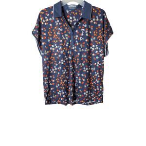 Womens New with tags Calloway blue floral golf shirt blouse size Large